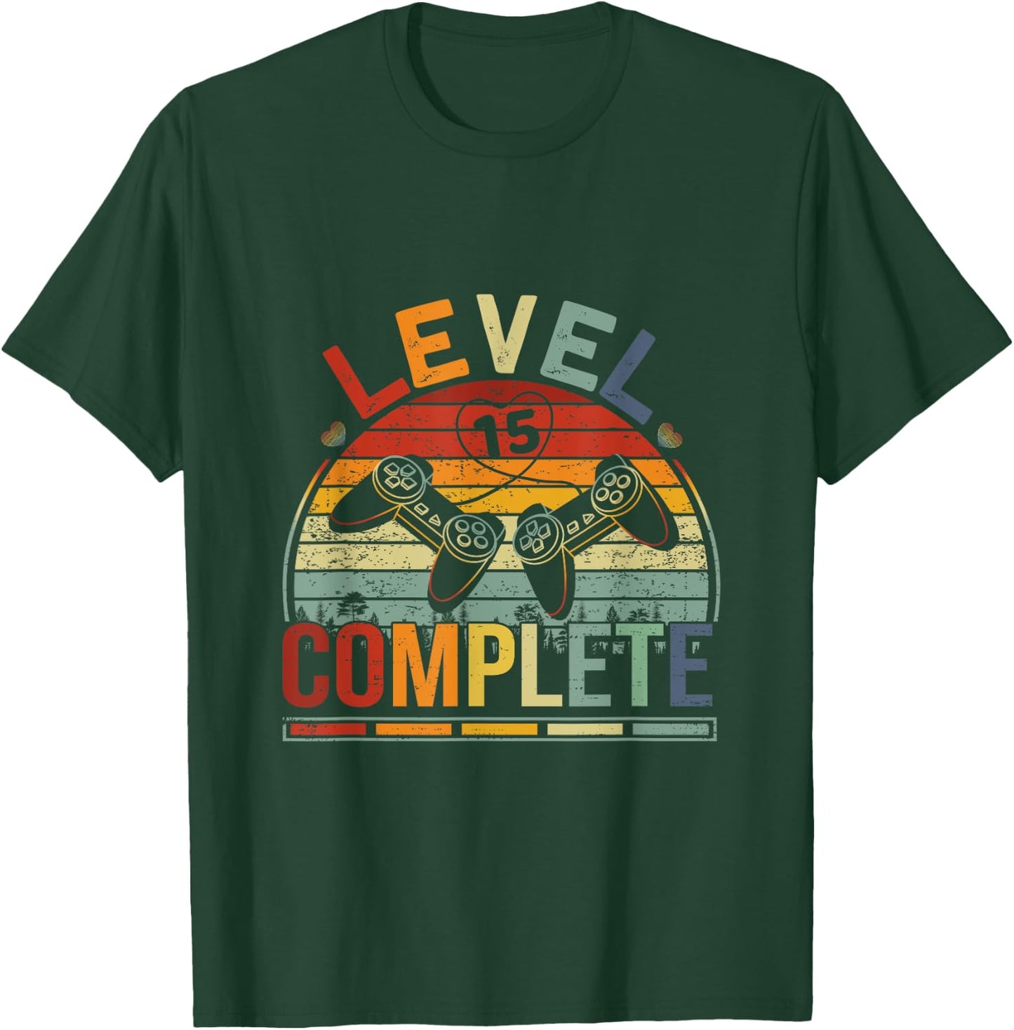 Level 15 Complete Retro Video Gamer Couple 15th Anniversary T-Shirt - T-Shirt | Forest