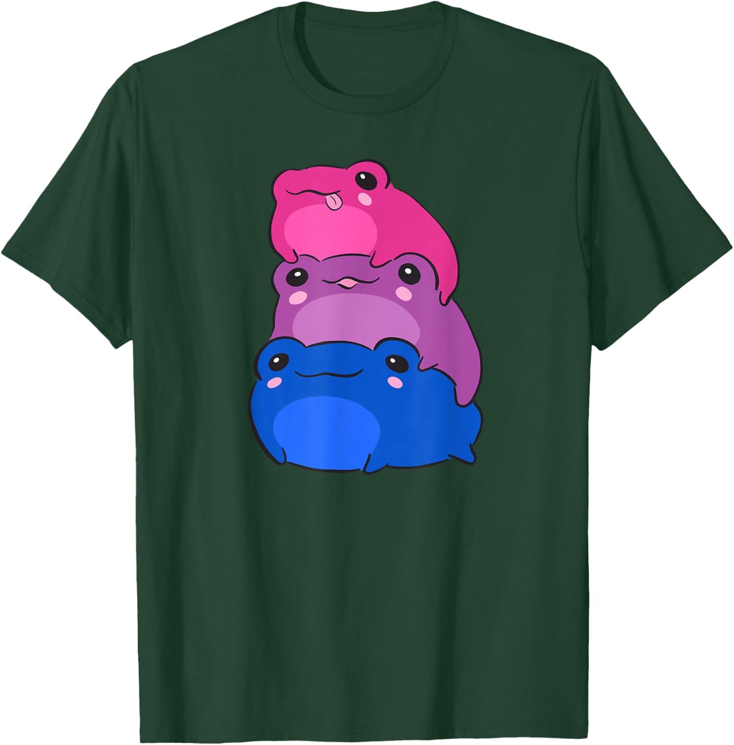 Bisexual Flag Color Frogs Subtle Bi Pride LGBTQ Aesthetic T-Shirt - T-Shirt | Forest