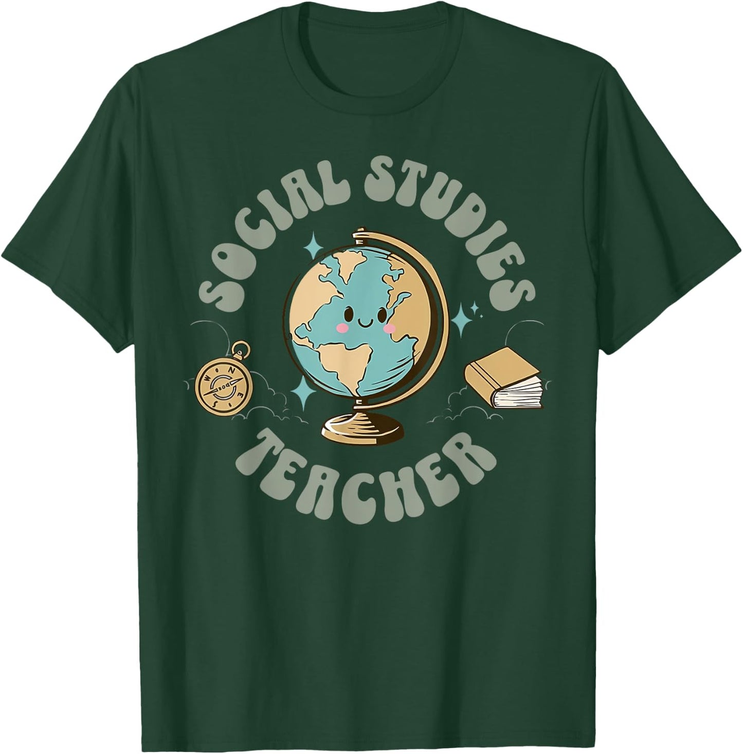 Retro Social Studies Teacher Earth Globe History Teacher T-Shirt - T-Shirt | Forest