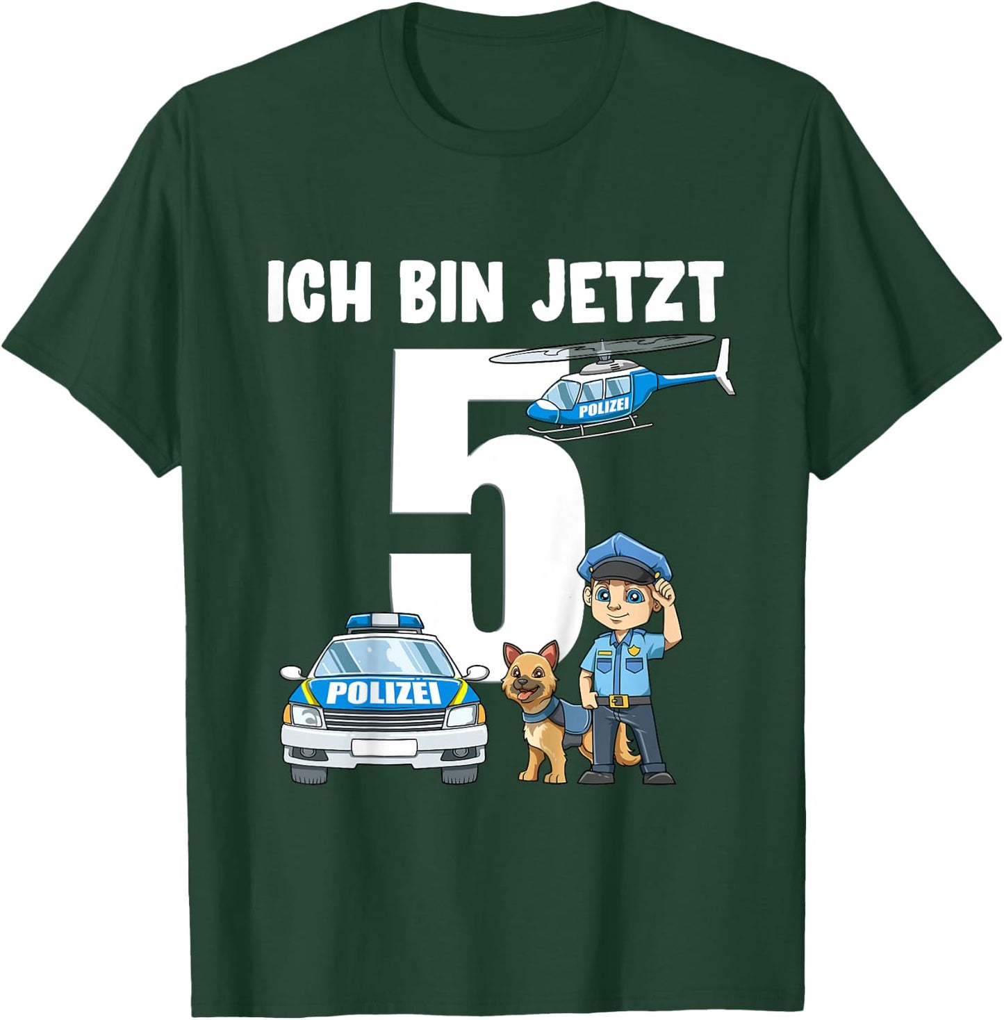 Children's 5th Birthday Police Shirt - 5 Years Old Gift , black T-Shirt - T-Shirt | Forest