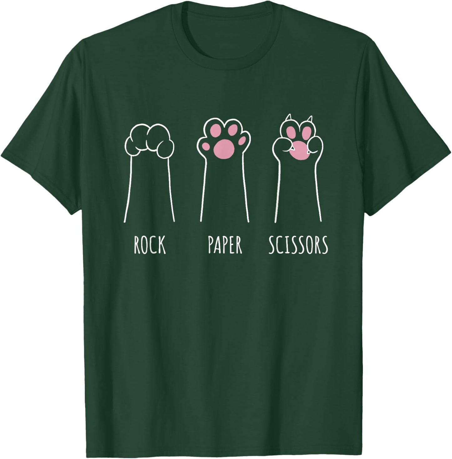 Rock Paper Scissors Hand Game Retro Sunset Paw Funny Cat T-Shirt - T-Shirt | Forest