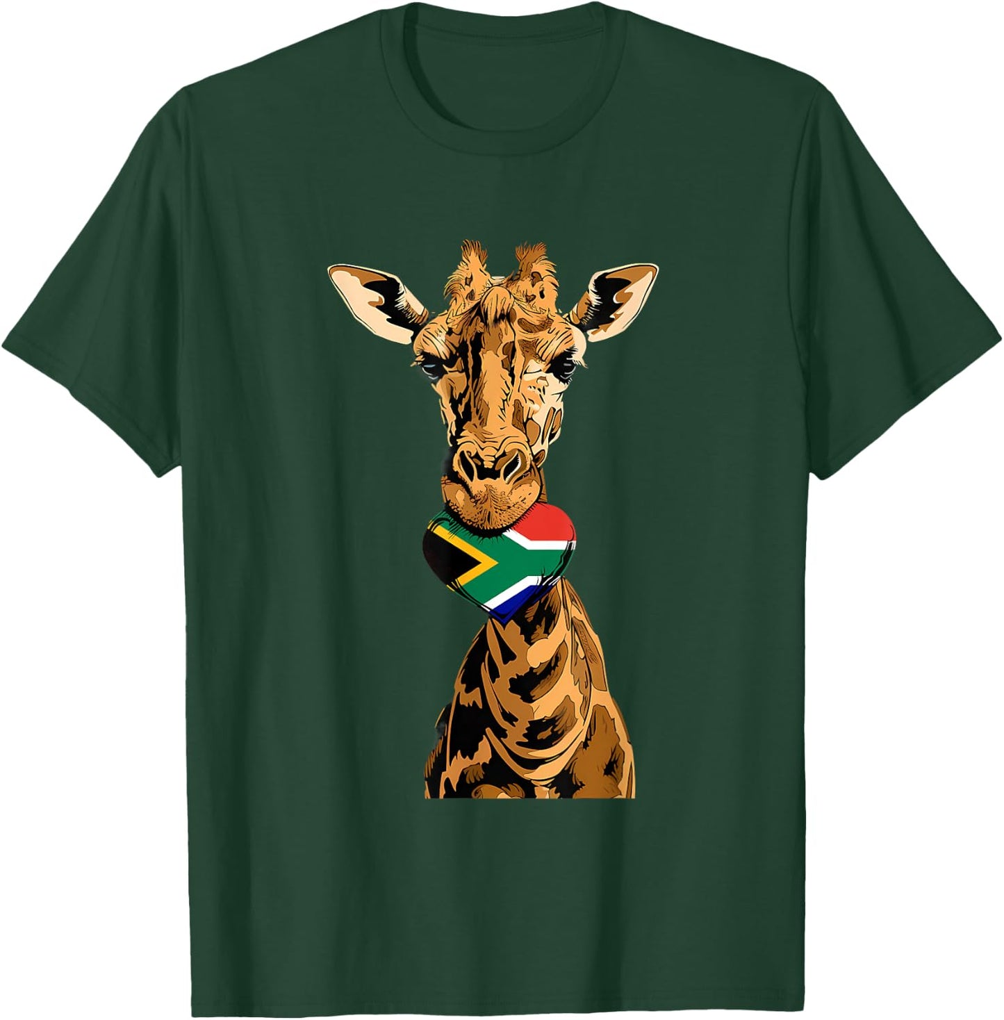 South Africa Flag Giraffe South African Roots Heart T-Shirt - T-Shirt | Forest