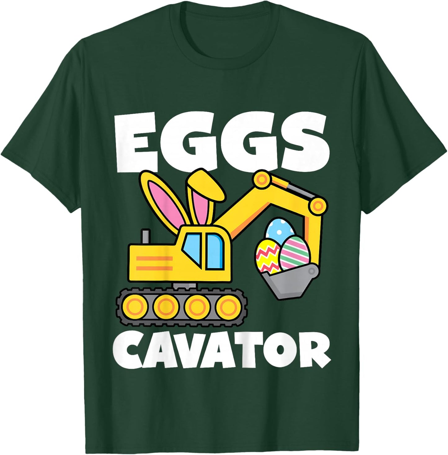 Kids Eggs Cavator Easter Egg Hunt Basket Excavator Boys Toddler T-Shirt - T-Shirt | Forest