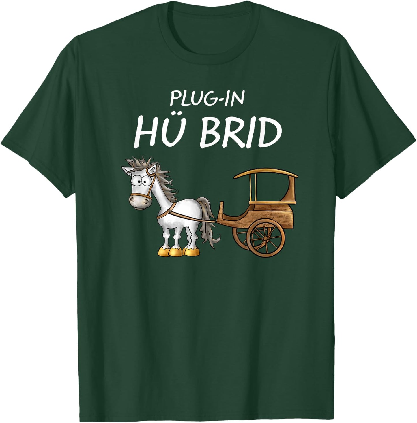 Funny Hybrid Plug-in Car Horse Word Game HÜ BRID , black T-Shirt - T-Shirt | Forest