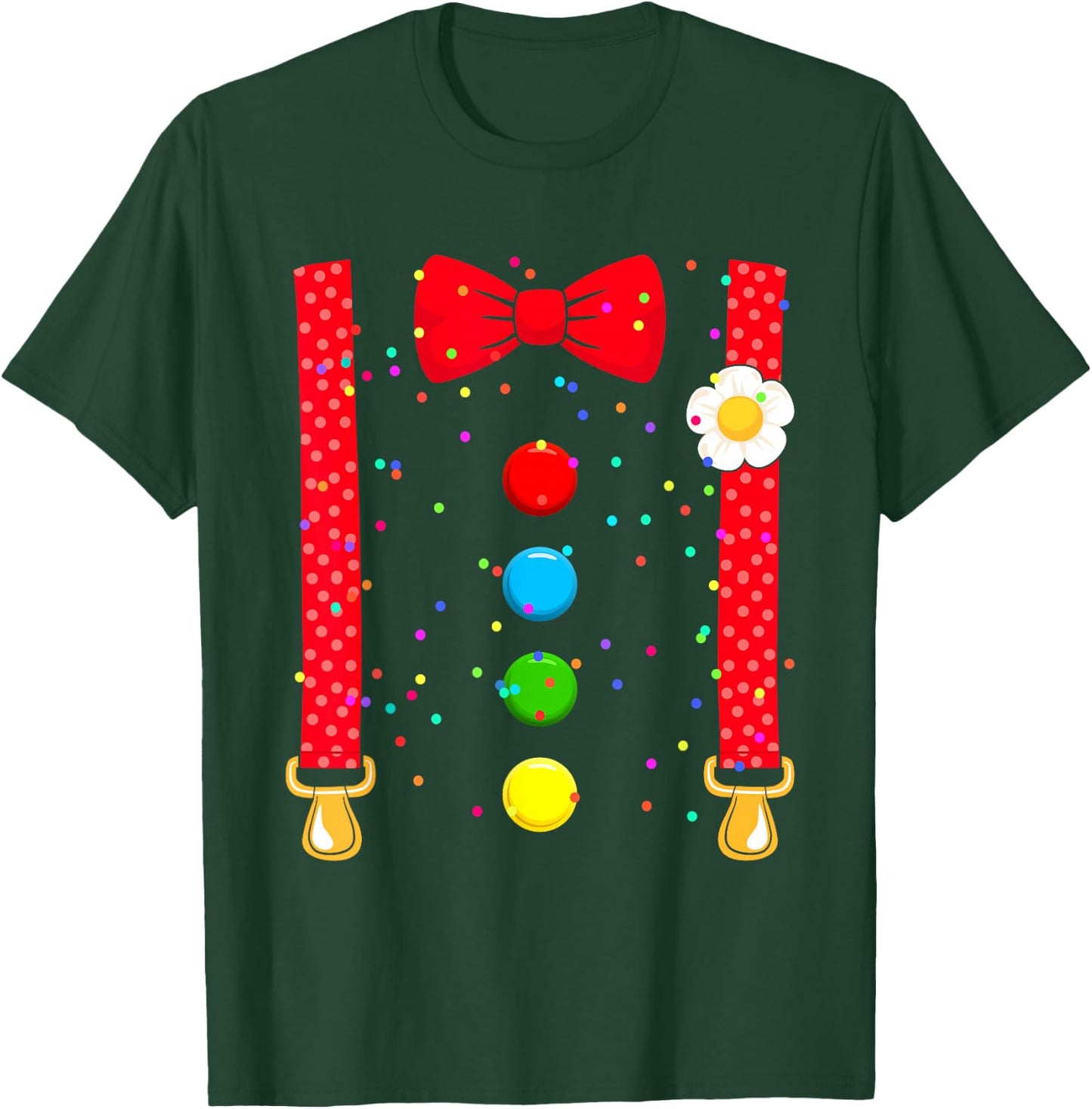 Clown Costume with Braces Bow Tie for Carnival Fancy Dress , black T-Shirt - T-Shirt | Forest
