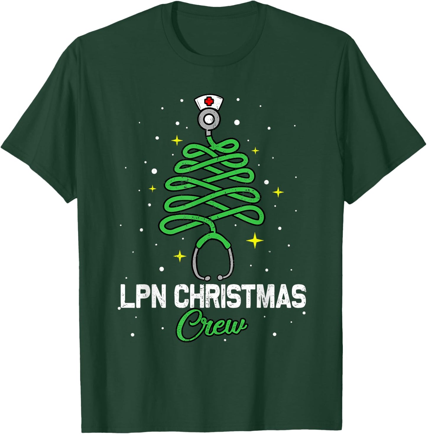 LPN Christmas Crew Cute Christmas Tree Xmas Lights Nurse T-Shirt - T-Shirt | Forest