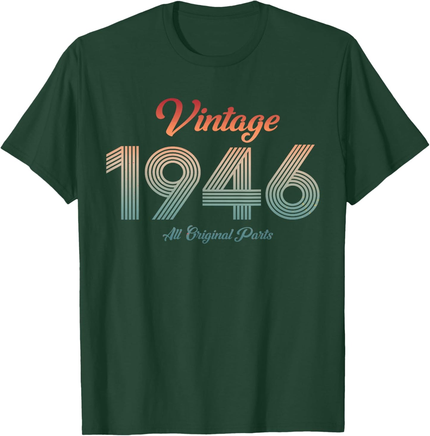 80th Birthday Vintage 1946 Retro 80 Year Old Born in 1946 T-Shirt - T-Shirt | Forest