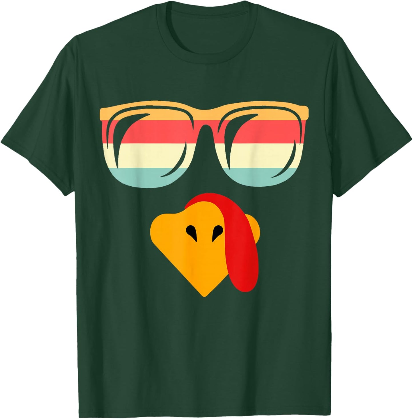 Cool Turkey Face With Sunglasses Funny Thanksgiving For Boys T-Shirt - T-Shirt | Forest