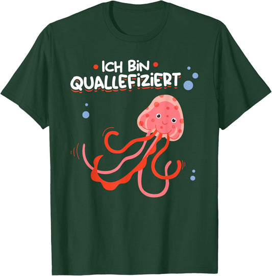 "Ich bin Quallefiziert" Jellyfish Lovers Jellyfish , black, s T-Shirt - T-Shirt | Forest