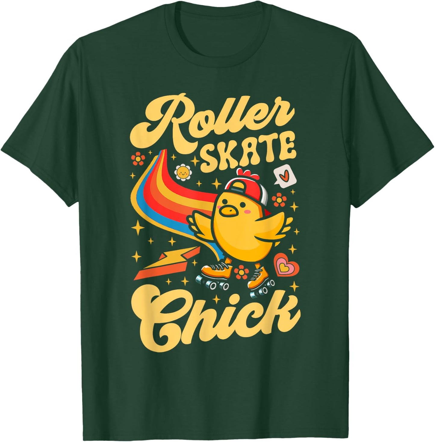 Cool Roller Skating Skate Girl 1970s Retro Chicken Roller T-Shirt - T-Shirt | Forest