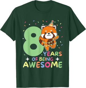 Red Panda 8th Birthday Children 8 Years Old Red Panda T-Shirt - T-Shirt | Forest