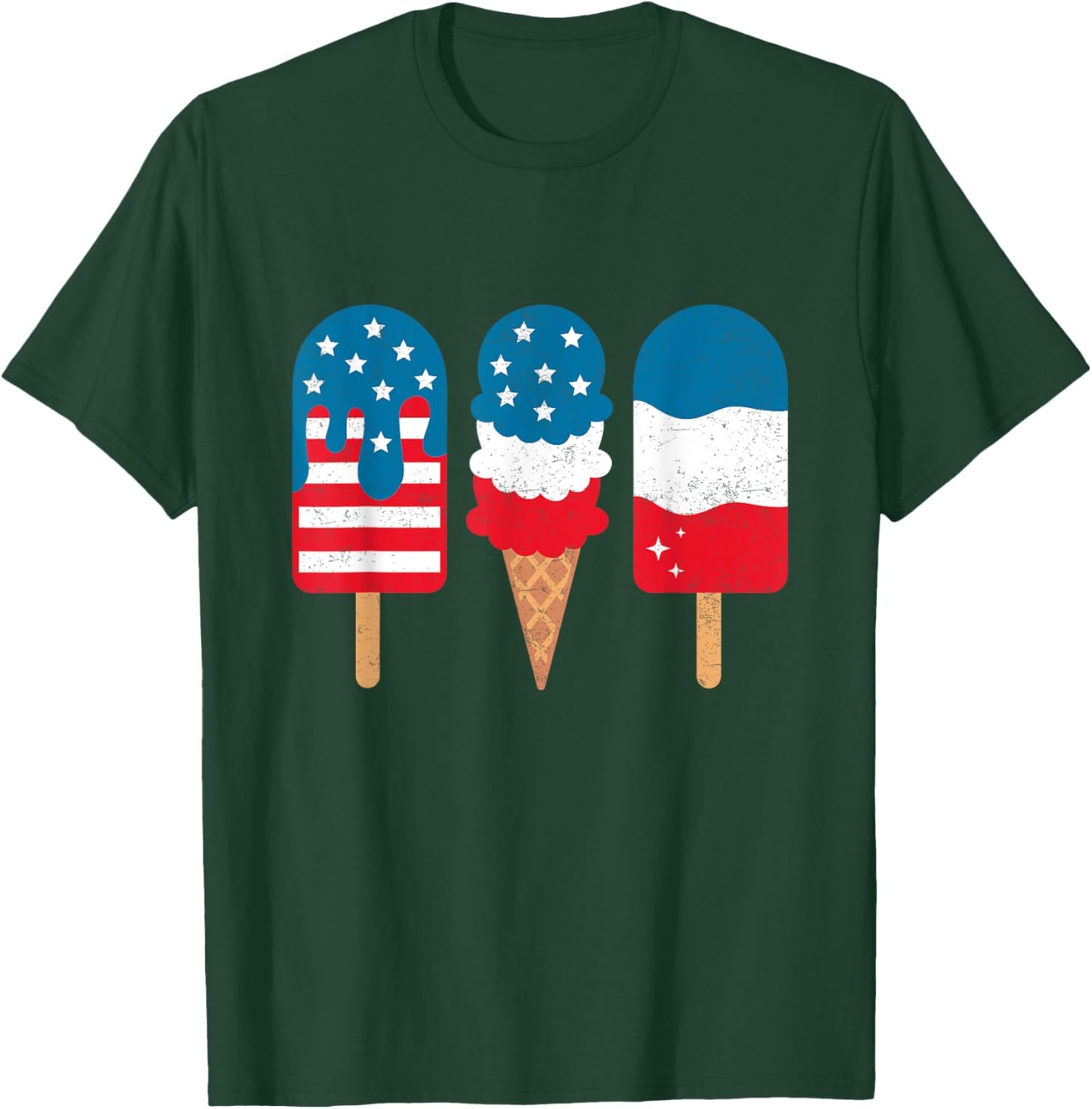 4th Of July Popsicle Red White Blue American Flag Patriotic Women Girls Kids Men T-Shirt - T-Shirt | Forest