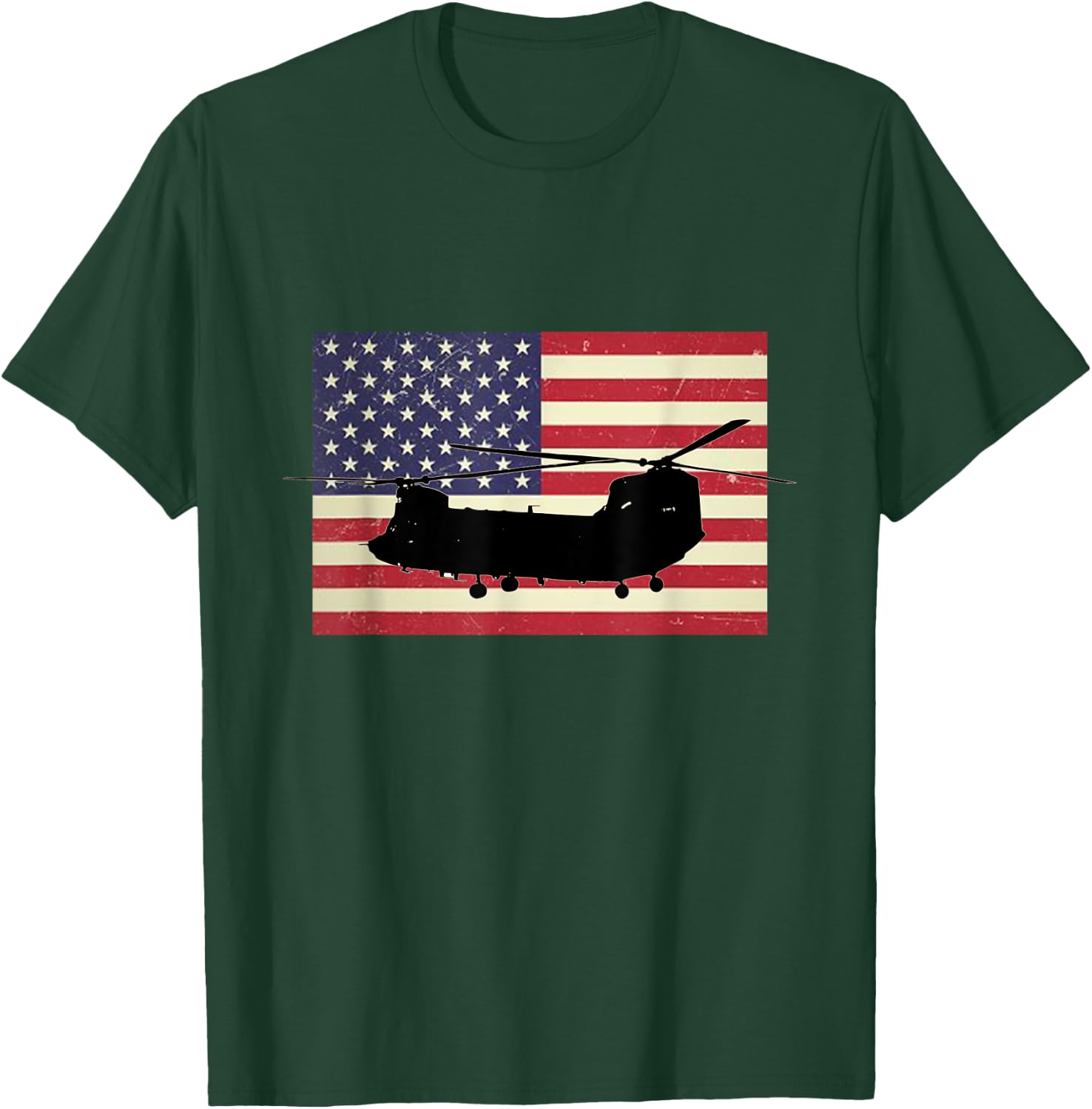 American USA Flag Chinook Helicopter Army Military Pilot Kids Men T-Shirt - T-Shirt | Forest