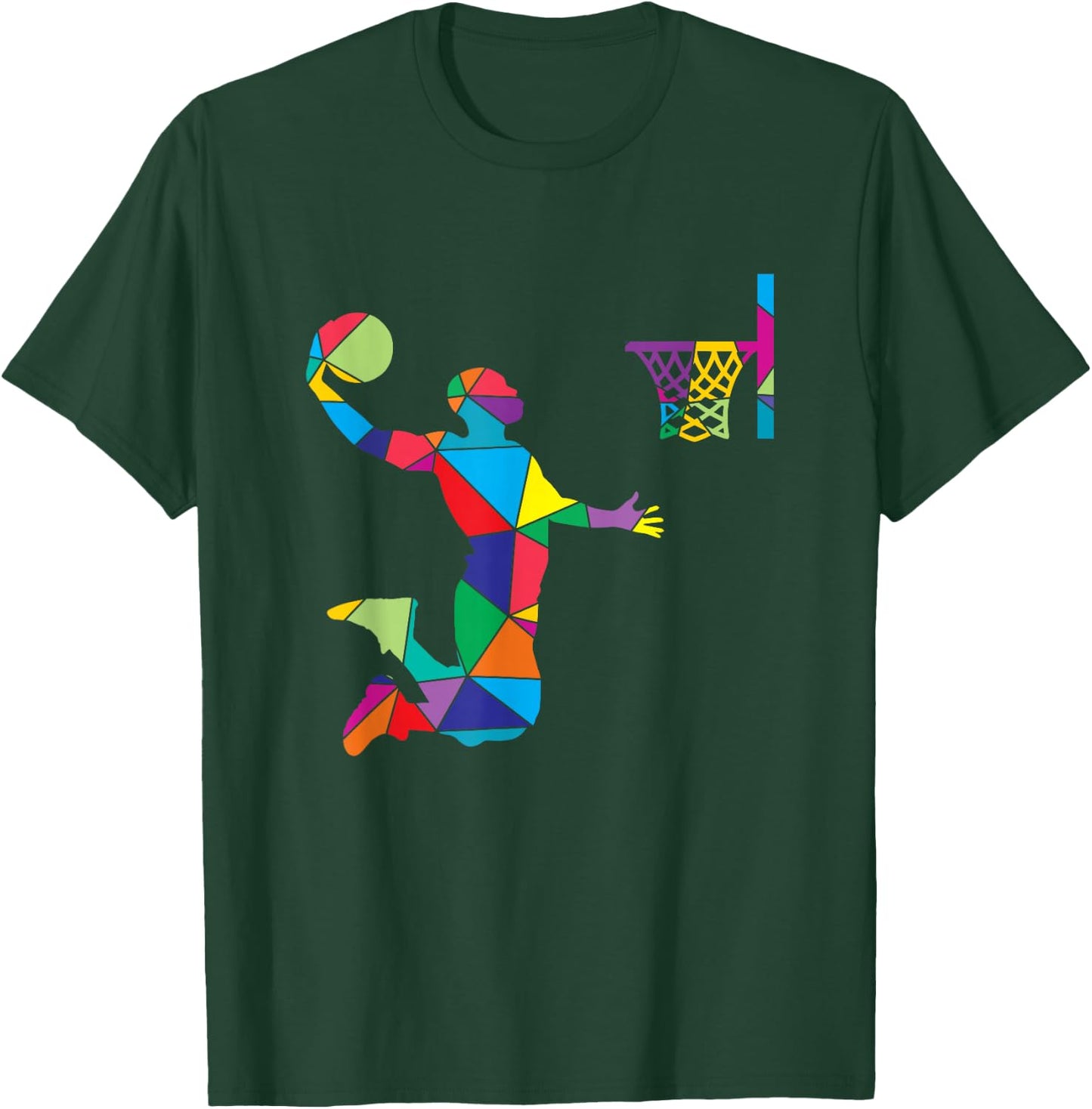 Low Poly Art Baller Geometric Polygon Art Basketball T-Shirt - T-Shirt | Forest