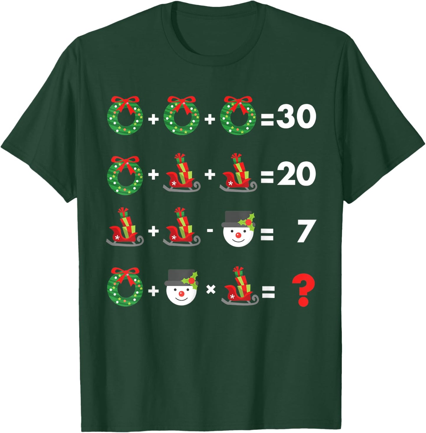 Math Teacher Order of Operations Christmas Men Women Kids T-Shirt - T-Shirt | Forest