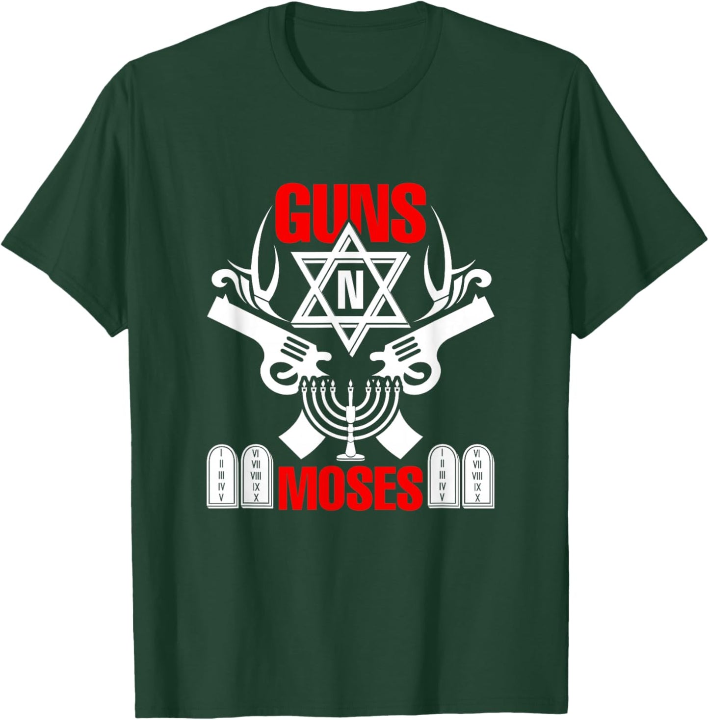 Guns N Moses - Funny Jewish Israeli Army Rock T-Shirt - T-Shirt | Forest