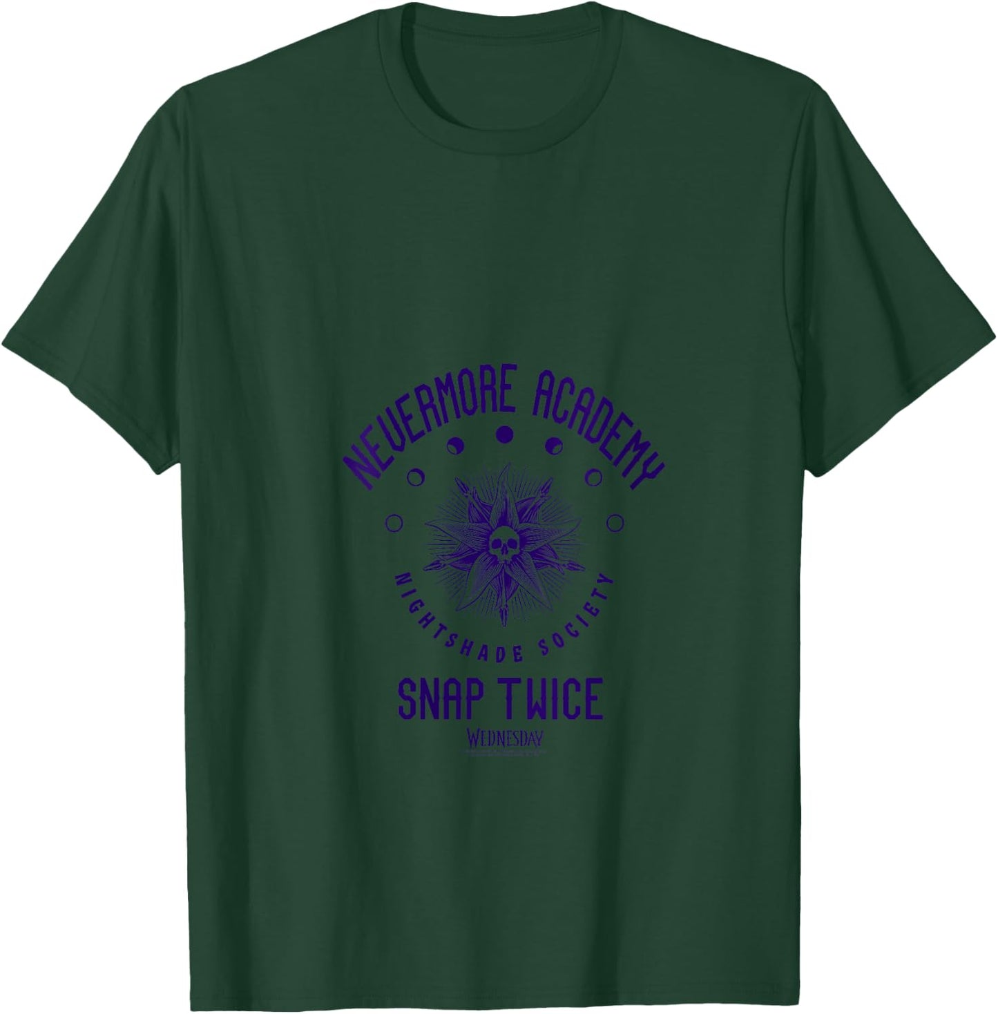 Wednesday Nevermore Academy Snap Twice Celestial Collegiate V-Neck T-Shirt - T-Shirt | Forest