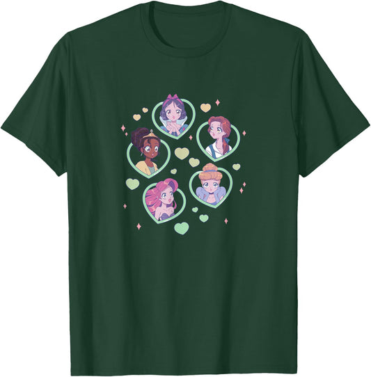 Disney Princess Manga Anime Sweet Heart Group Portraits T-Shirt - T-Shirt | Forest