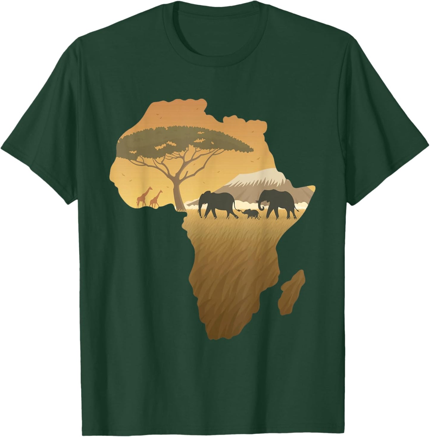 Africa Elephant Map Dad South Animal Big Five Safari T-Shirt - T-Shirt | Forest