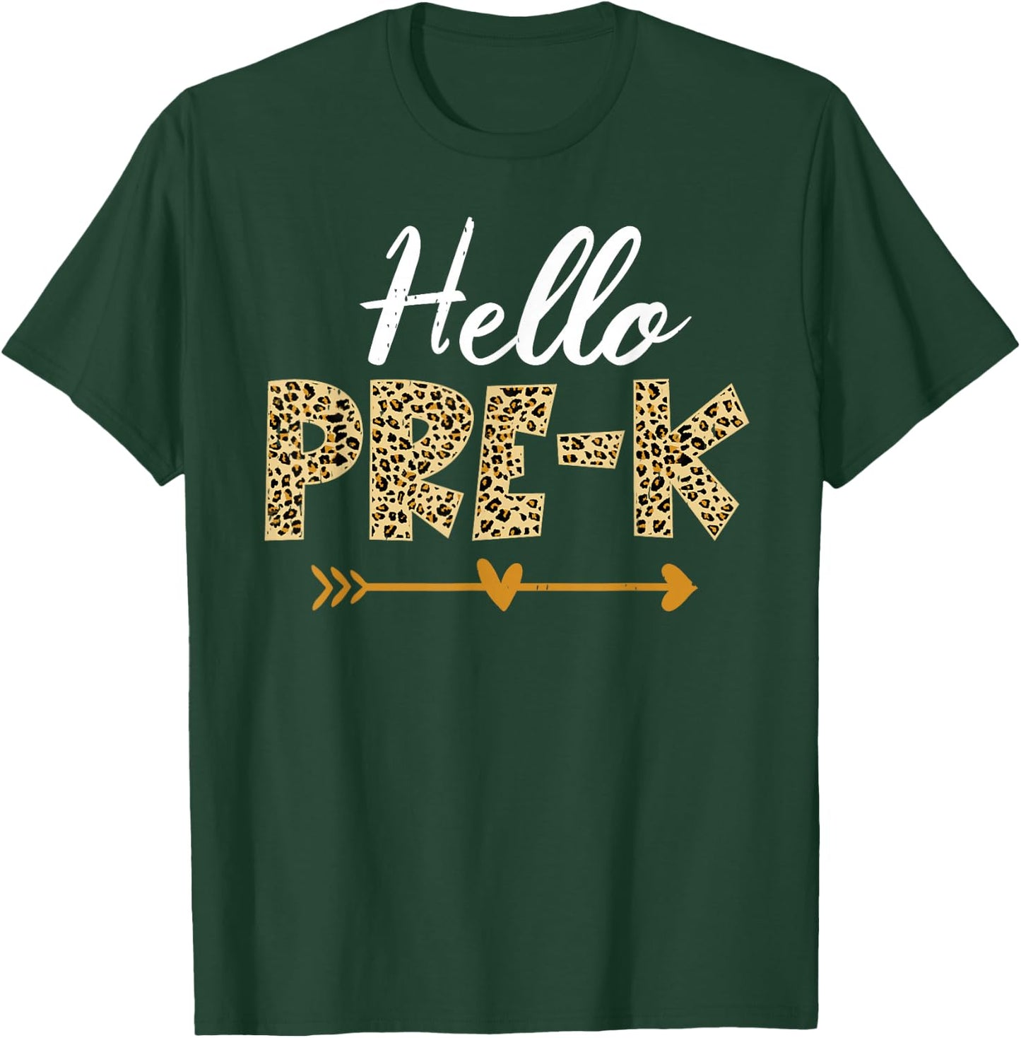 Hello Pre-K Leopard Pre-K Squad Teacher Kids Back To School T-Shirt - T-Shirt | Forest