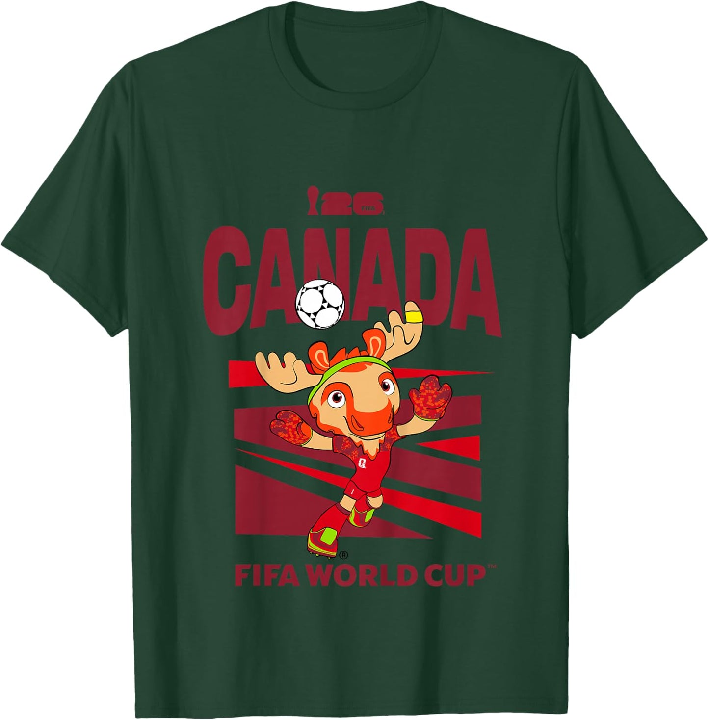 Kids FIFA World CUP26 Canada Mascot Ball T-Shirt - T-Shirt | Forest
