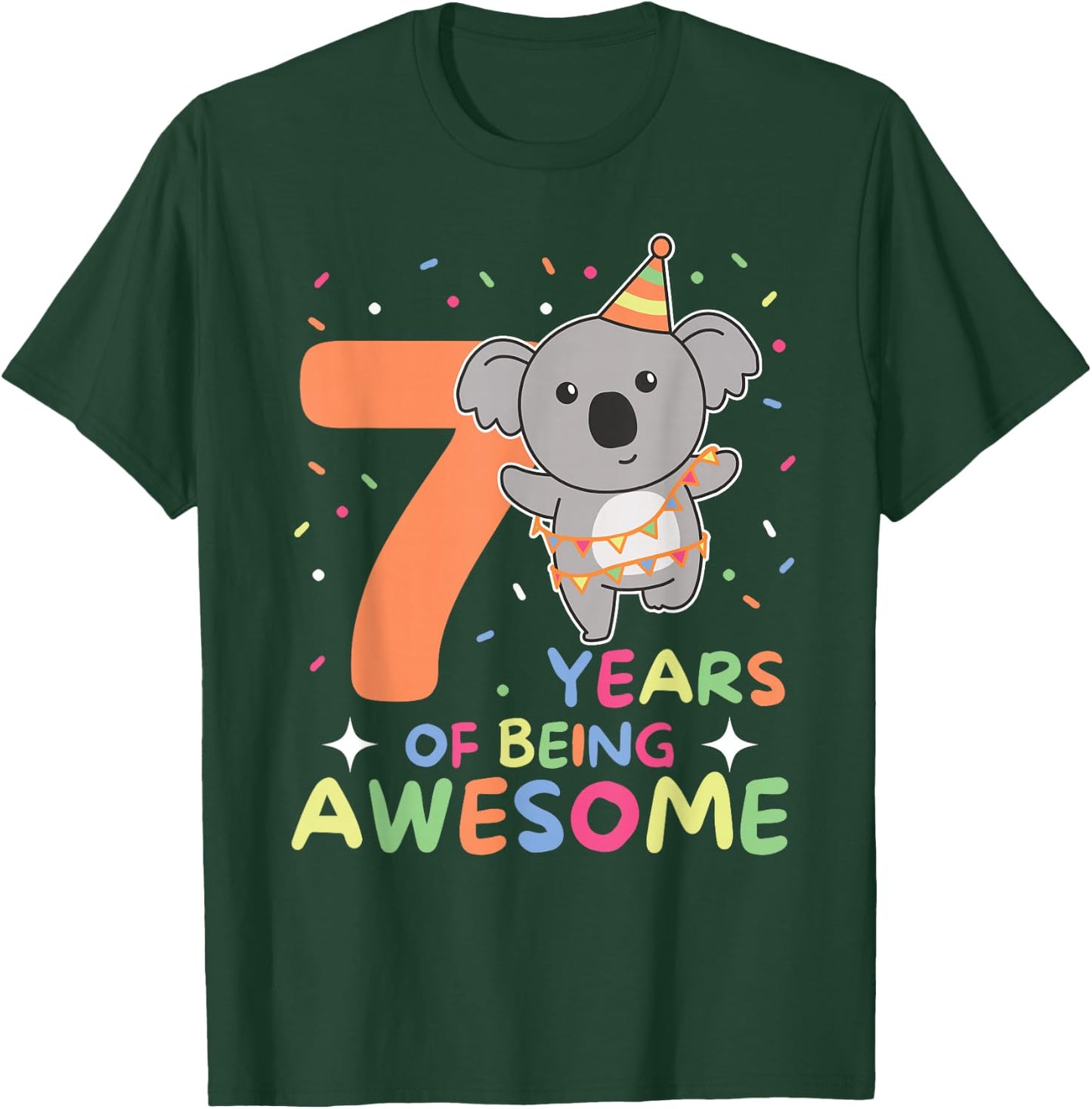 Koala For 7th Birthday Kids Seven Year Old Koala T-Shirt - T-Shirt | Forest