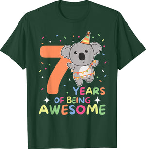 Koala For 7th Birthday Kids Seven Year Old Koala T-Shirt - T-Shirt | Forest
