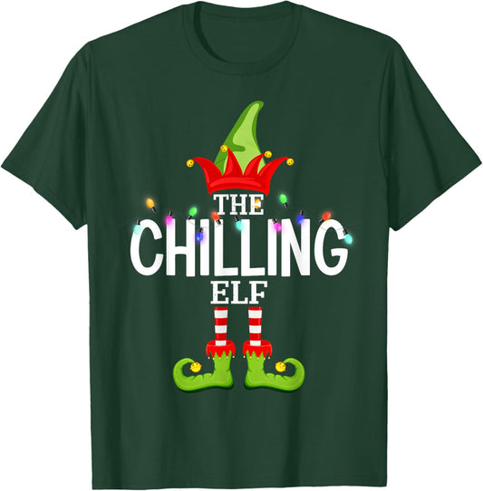 The Chilling Elf Christmas Matching Pajamas T-Shirt - T-Shirt | Forest