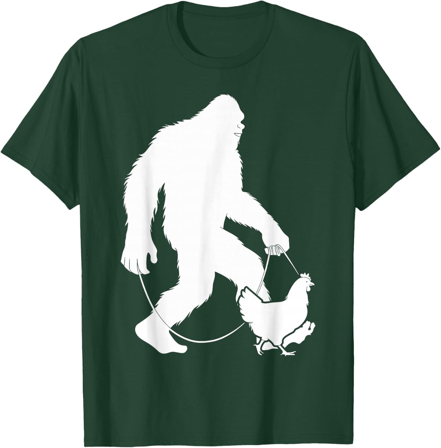 Bigfoot Walking Chicken Sasquatch Farming Animal Farmer T-Shirt - T-Shirt | Forest