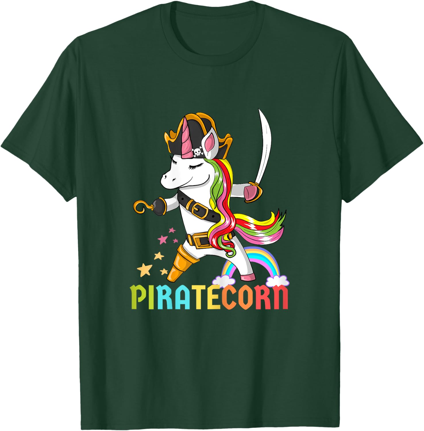 PirateCorn Unicorn Pirate T-Shirt - T-Shirt | Forest