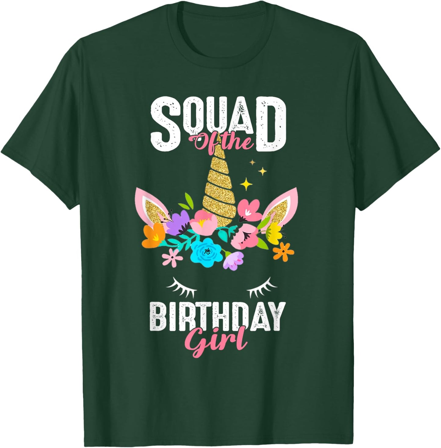 Squad of the Birthday Girl Cute Unicorn Birthday Matching T-Shirt - T-Shirt | Forest