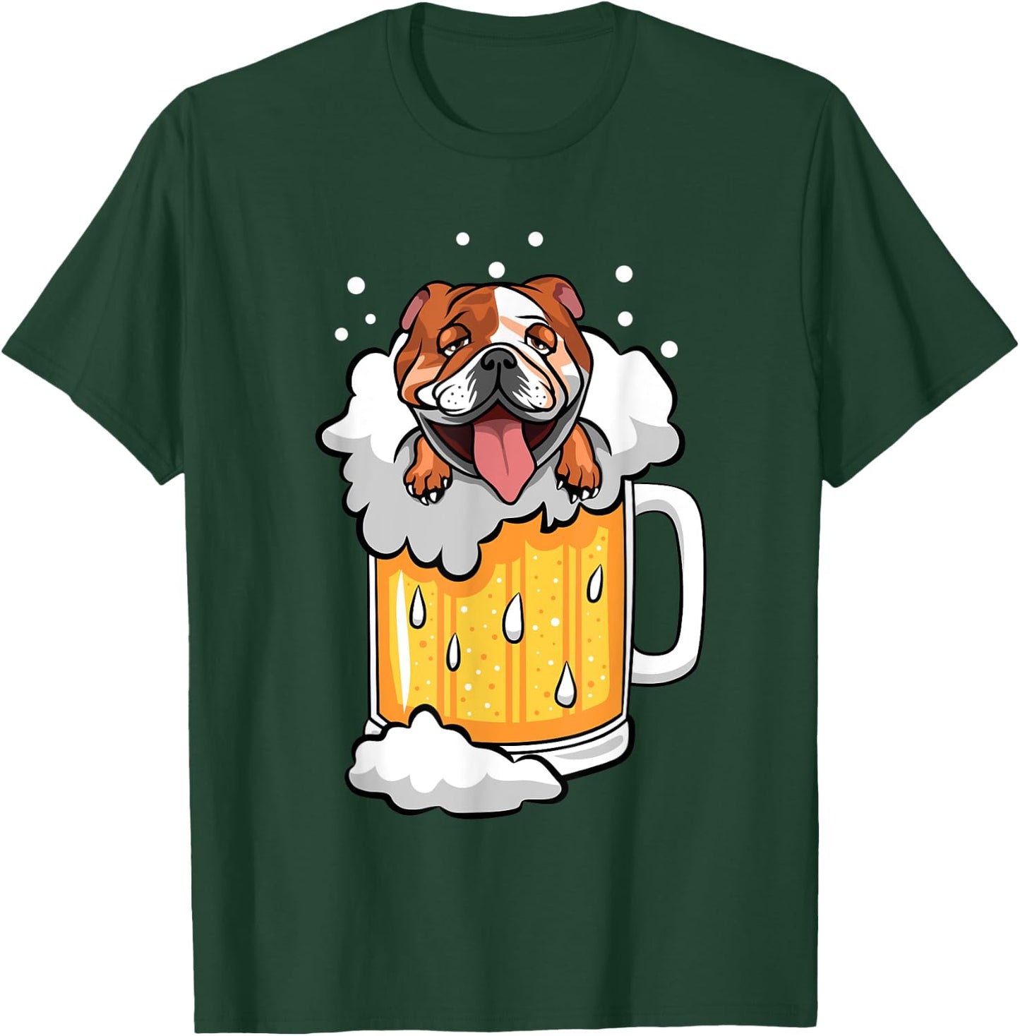 Funny English Bulldog drunk in Beer T-Shirt - T-Shirt | Forest