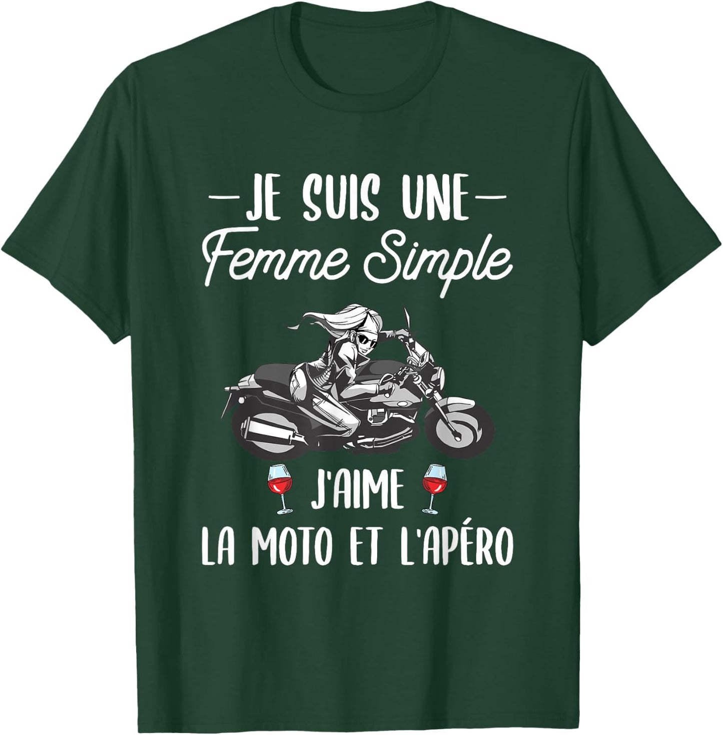 Motorcycle Gift A Woman Amateur Motorcycle And Aperitif , Black T-Shirt - T-Shirt | Forest