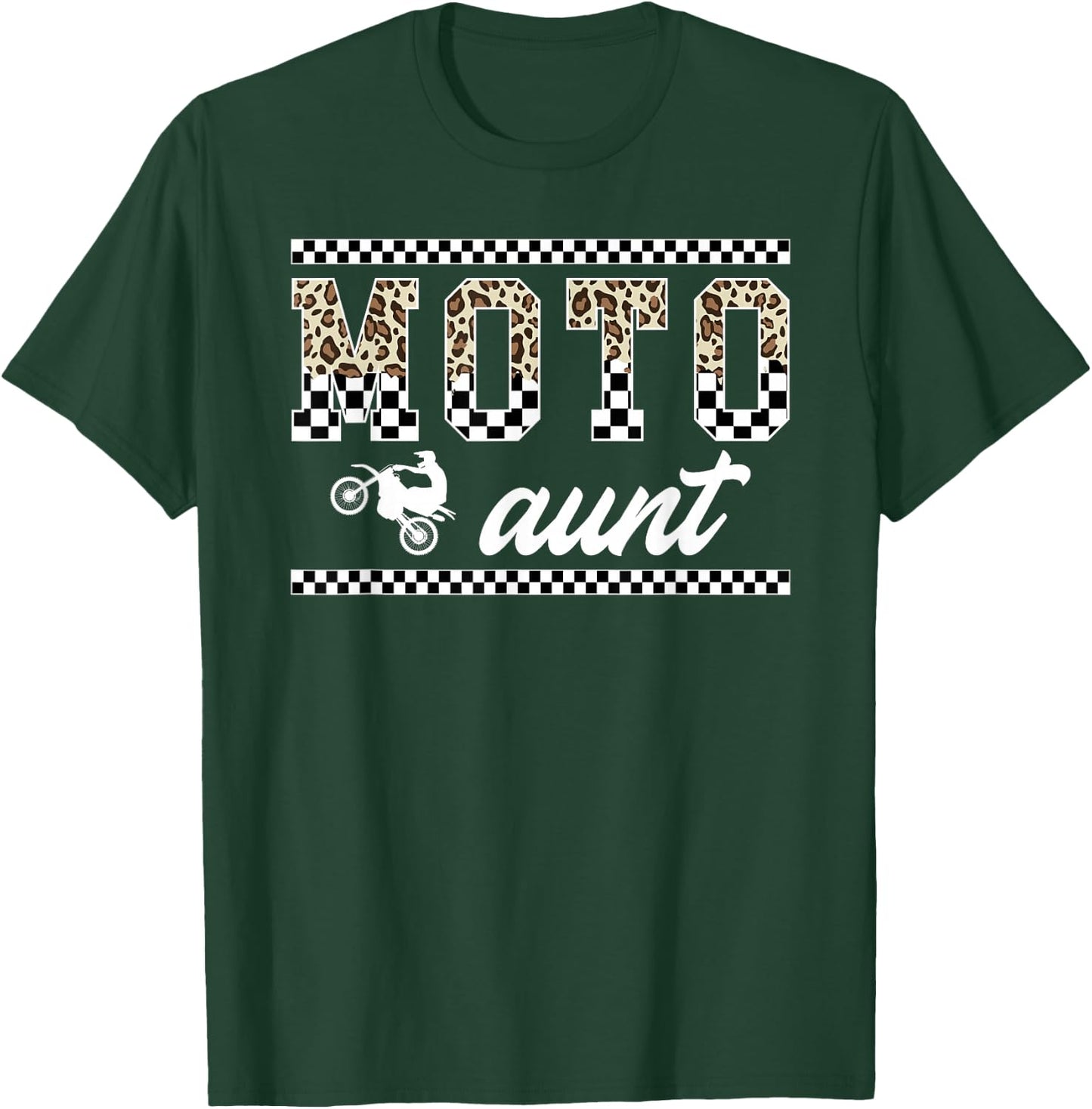 Moto Aunt Leopard Motocross Aunt Of A Motocross Rider Auntie T-Shirt - T-Shirt | Forest
