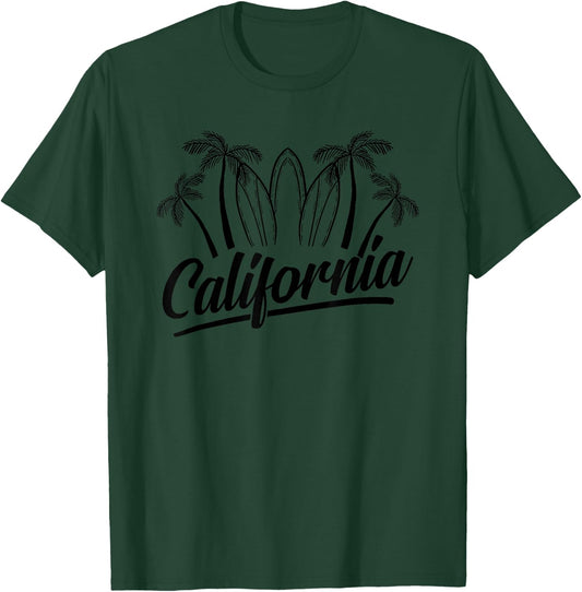 Palm Surfing Board California Beach Cool traveler Gift T-Shirt - T-Shirt | Forest