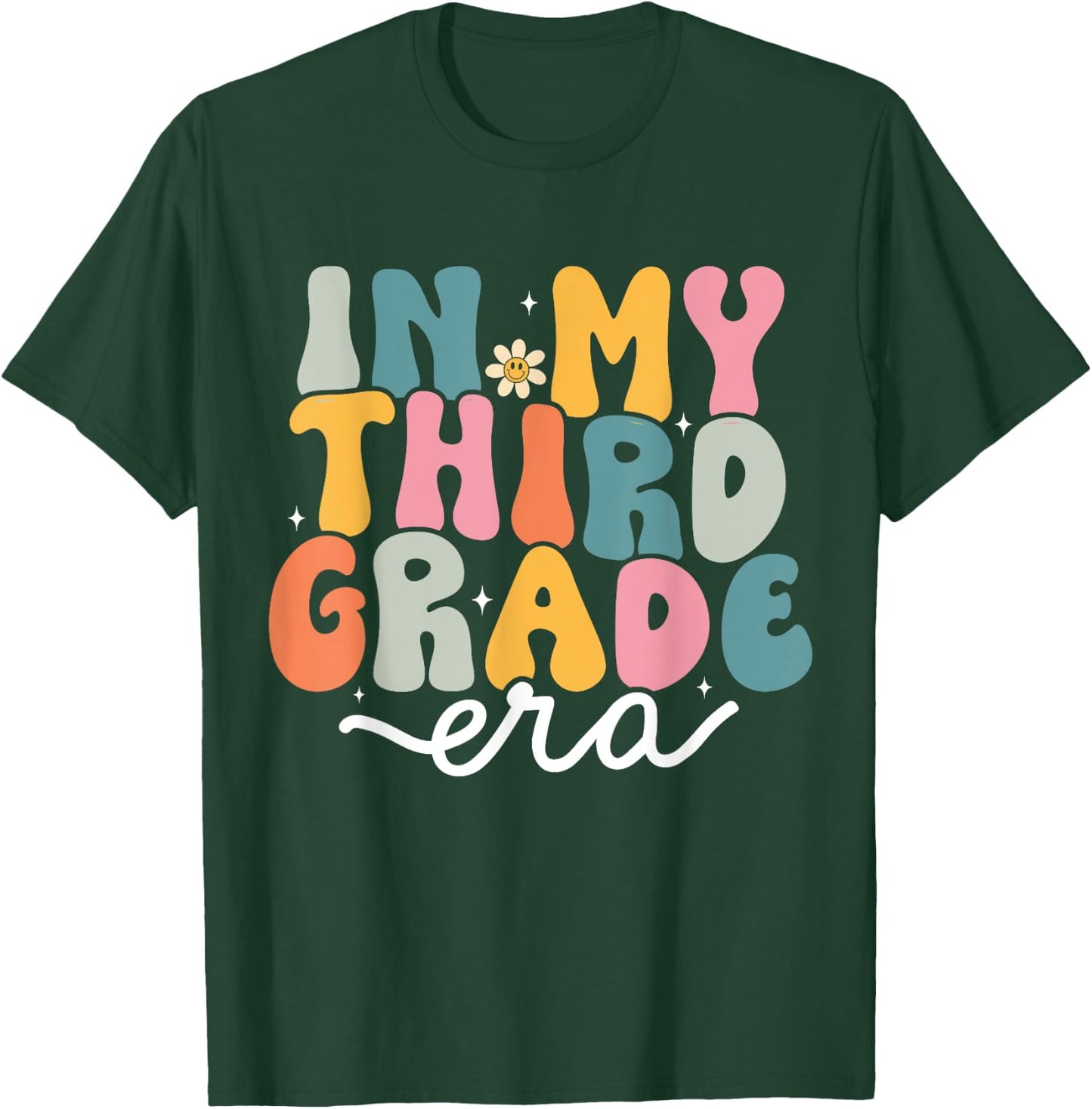 In My 3rd Grade Era Groovy Third Grade Teacher Kids Retro T-Shirt - T-Shirt | Forest
