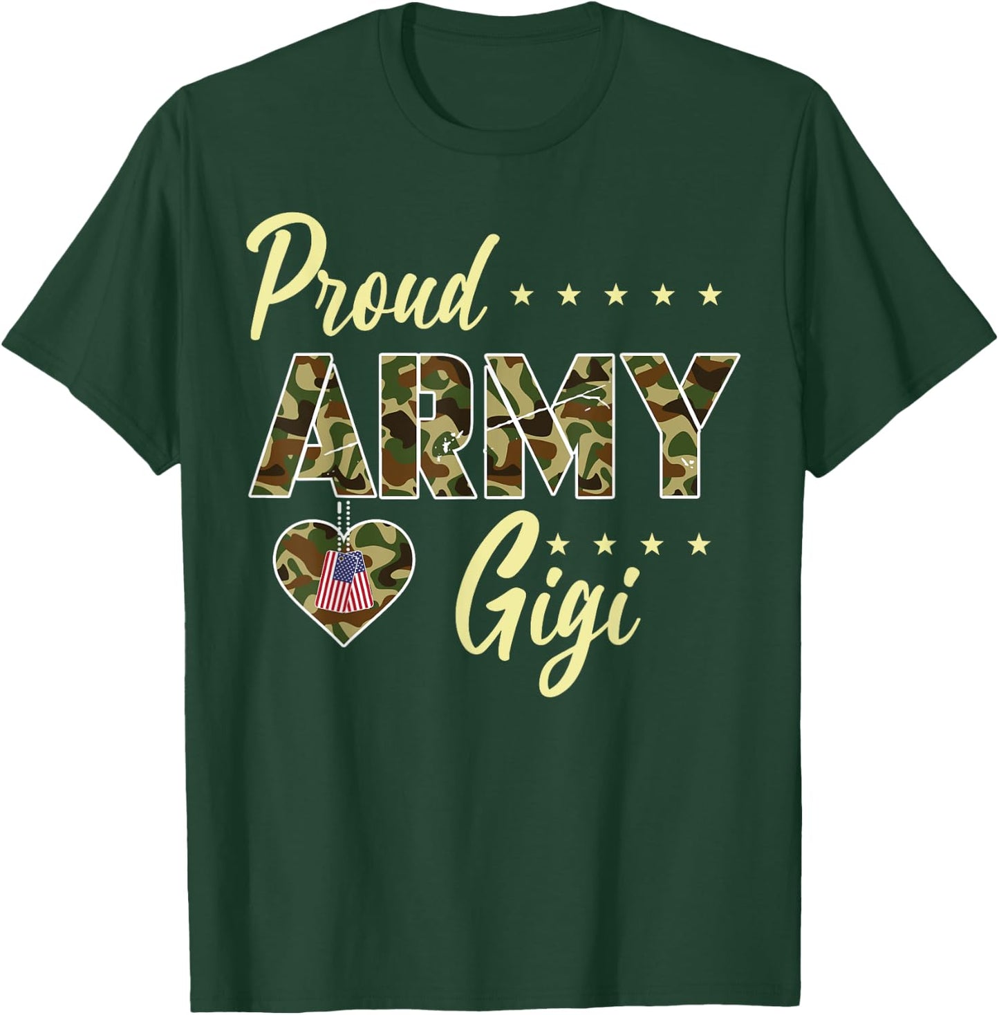 Proud Army Gigi Camouflage Soldier Family Love Military T-Shirt - T-Shirt | Forest