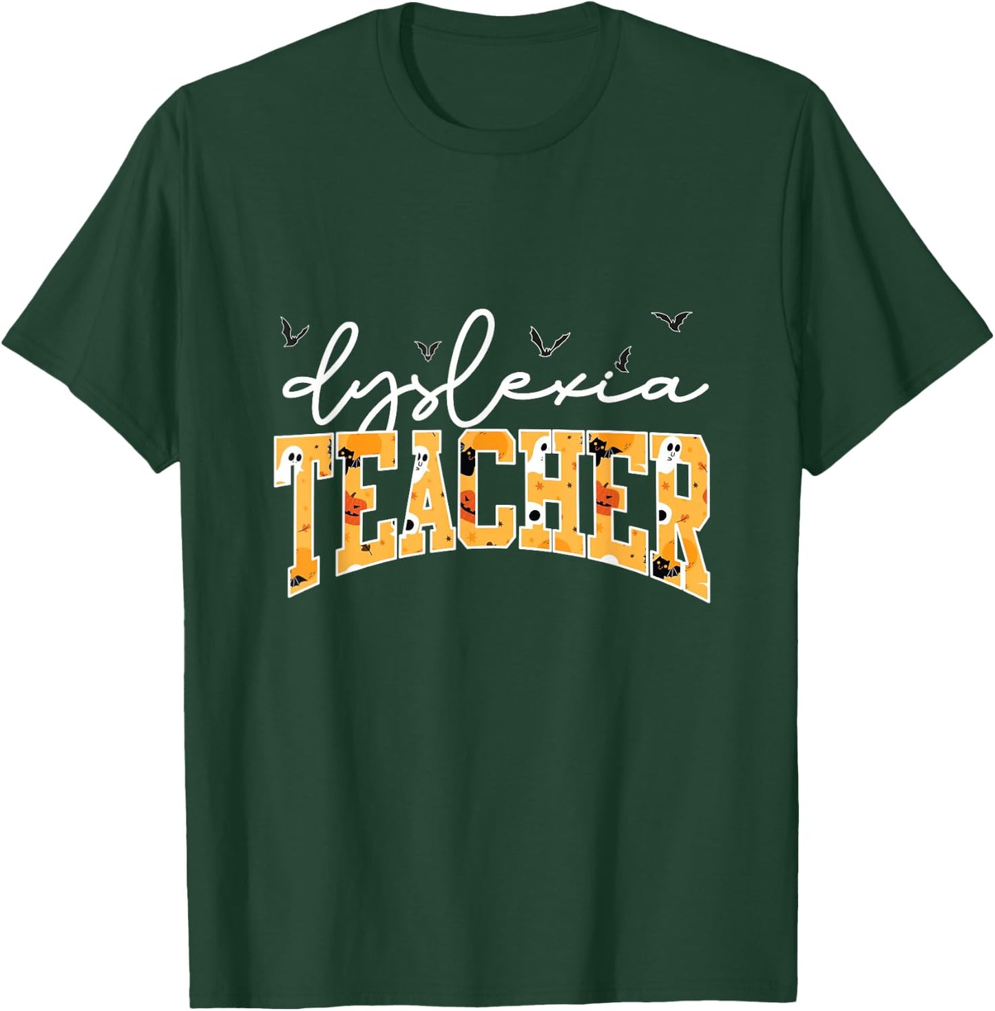 Retro Dyslexia Teacher Halloween Dyslexic Reading Therapy T-Shirt - T-Shirt | Forest