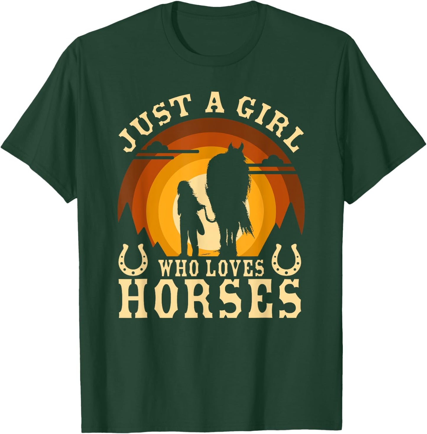 Vintage Horse Graphic Design - Just A Girl Who Loves Horses T-Shirt - T-Shirt | Forest