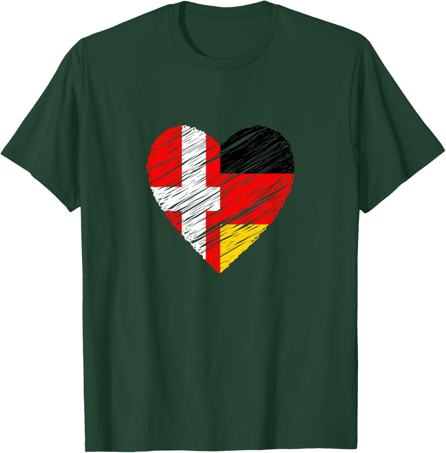 Dänemark Deutschland Herz Deutschland Flagge Dänische Flagge Love T-Shirt - T-Shirt | Forest