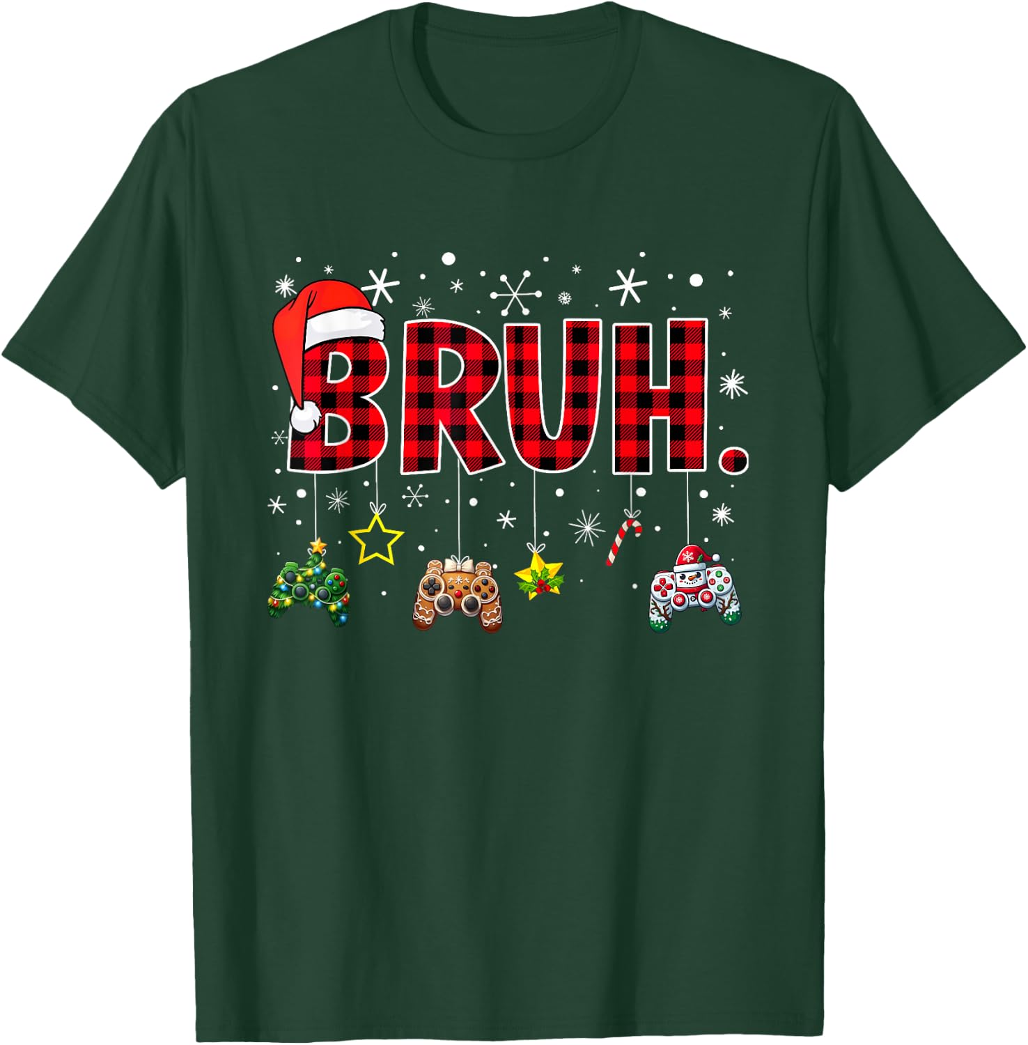 Christmas Bruh Gamer Controller Xmas Gaming Boys Kids Youth T-Shirt - T-Shirt | Forest