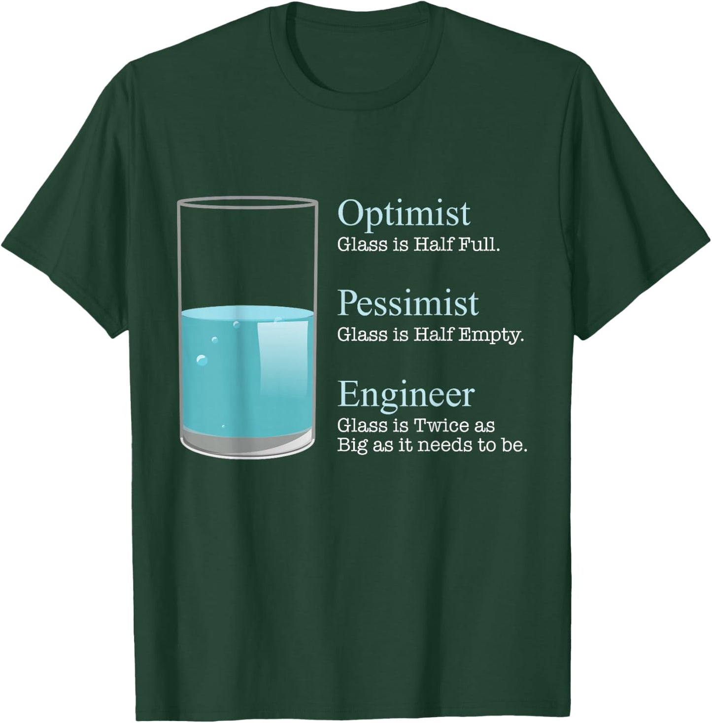 Funny Engineering - Engineer - Herren - -Erwachsene - Klein - Schwarz - Klassisch - Lockere Passform Kurzarm - Optimist Pessimist Engineer Funny T-Shirt - T-Shirt | Forest
