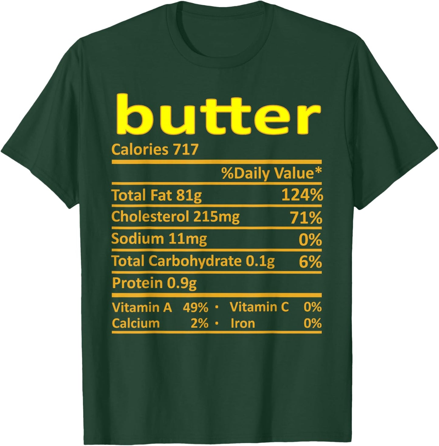 Butter Nutrition Funny Thanksgiving Costume Food Christmas T-Shirt - T-Shirt | Forest