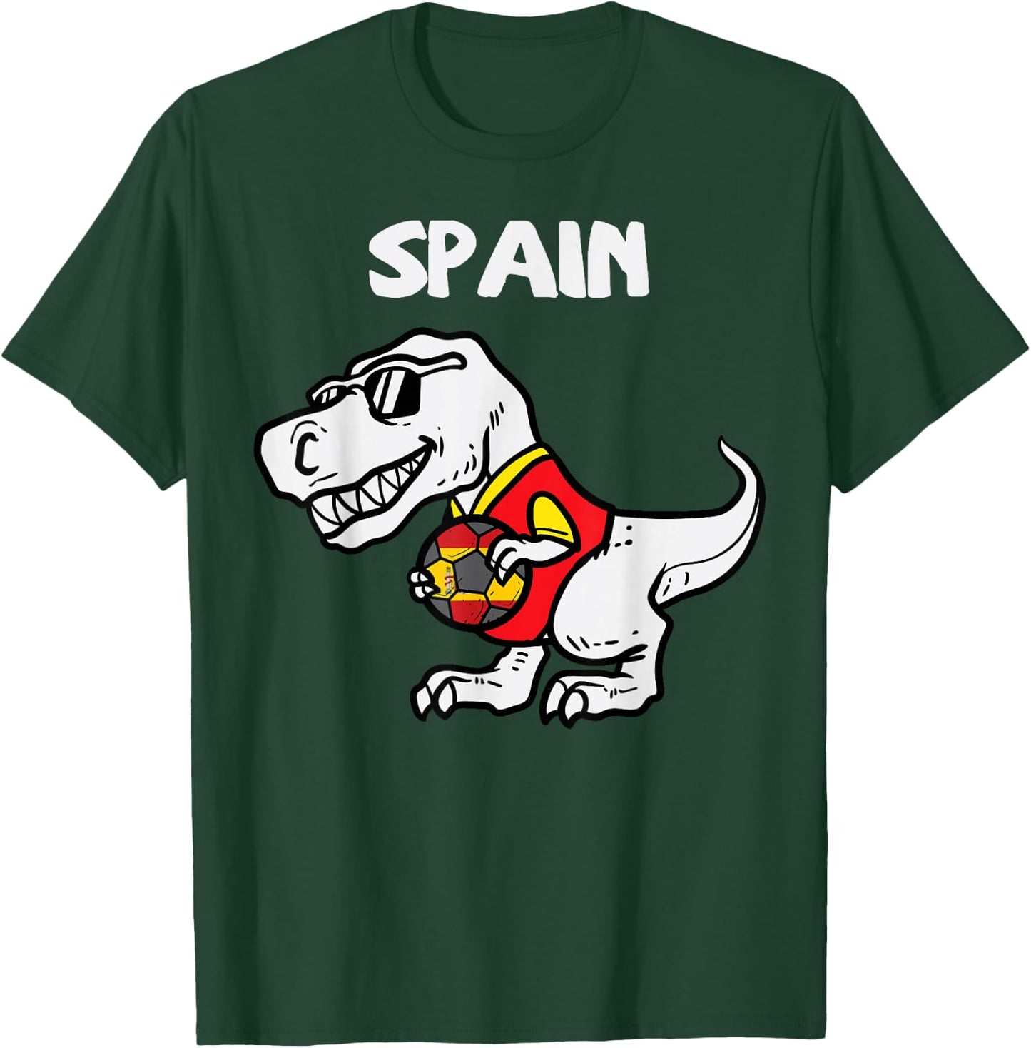 Spain Trex Dino Spanish Flag Soccer Fan Boys Kids Toddlers T-Shirt - T-Shirt | Forest