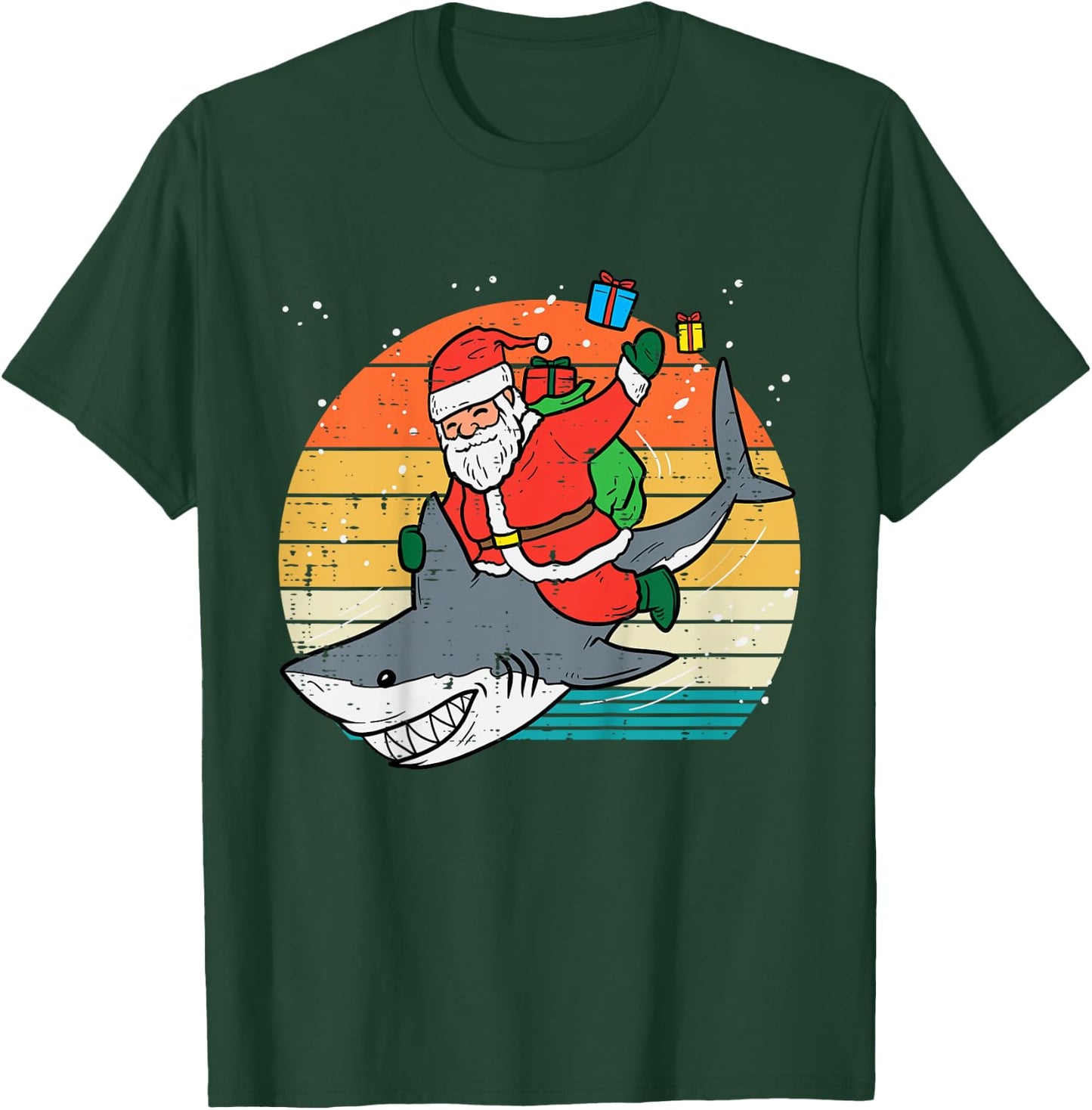 Kids Santa Riding Shark Xmas Pajamas Toddler Boys Christmas PJs T-Shirt - T-Shirt | Forest