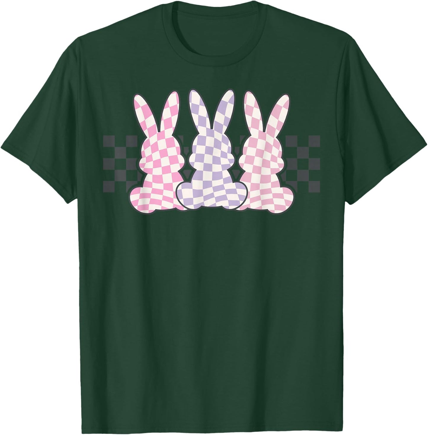 Checkerboard Easter Bunny for Tween Boys Girls Teens T-Shirt - T-Shirt | Forest