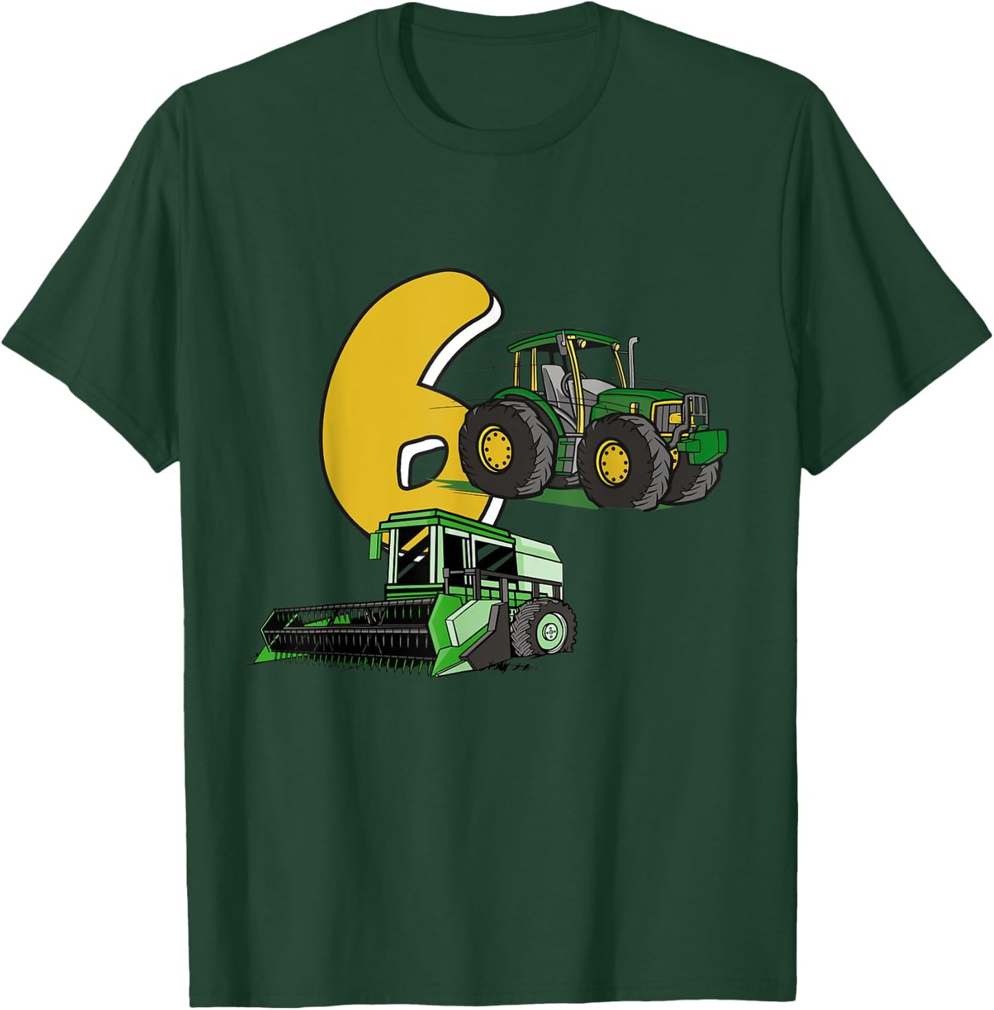 6. Geburtstag Junge, Traktor & Mähdrescher Motiv, Kinder T-Shirt - T-Shirt | Forest
