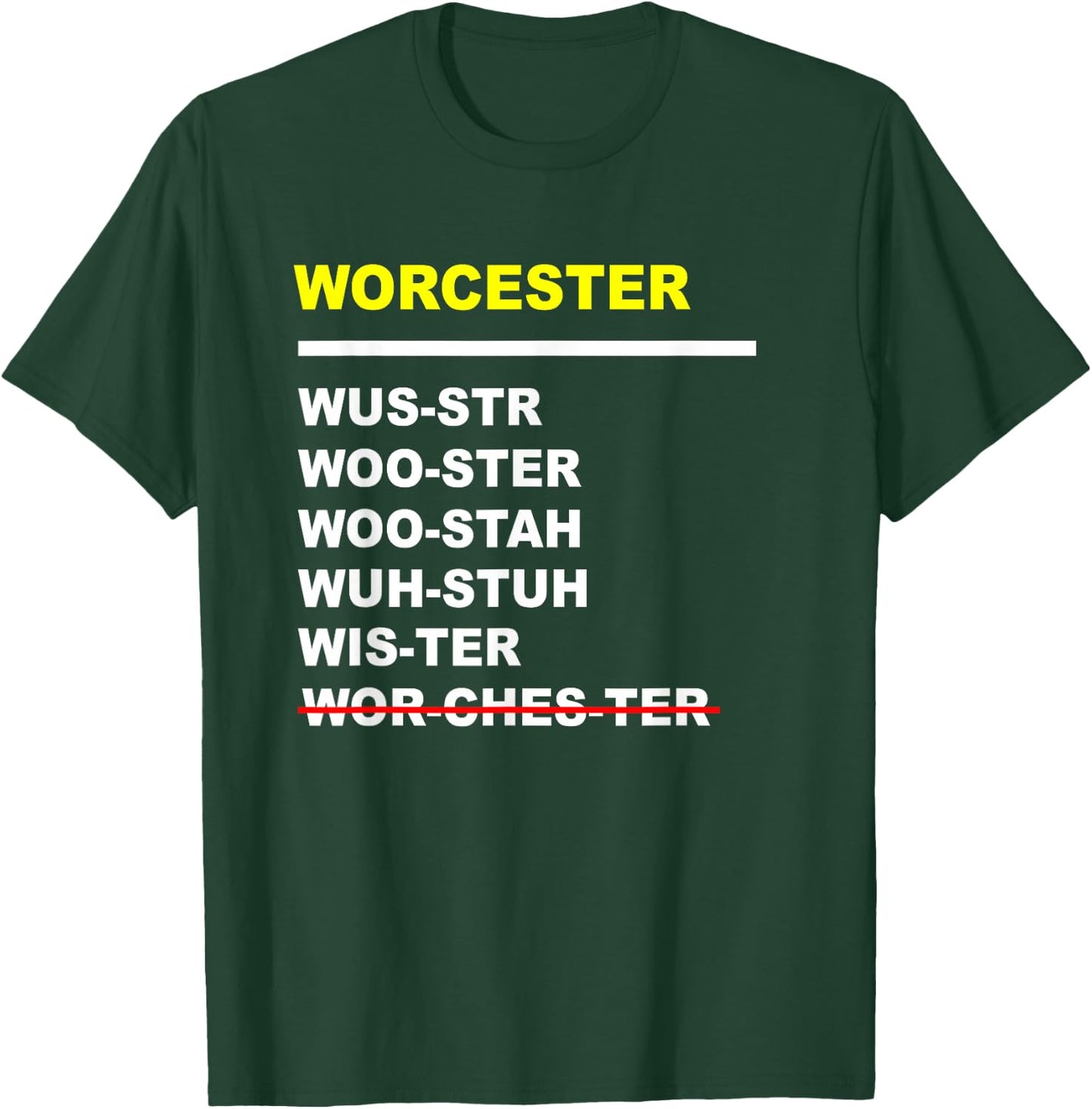 Worcester Pronunciation Massachusetts Funny Boston T-Shirt - T-Shirt | Forest