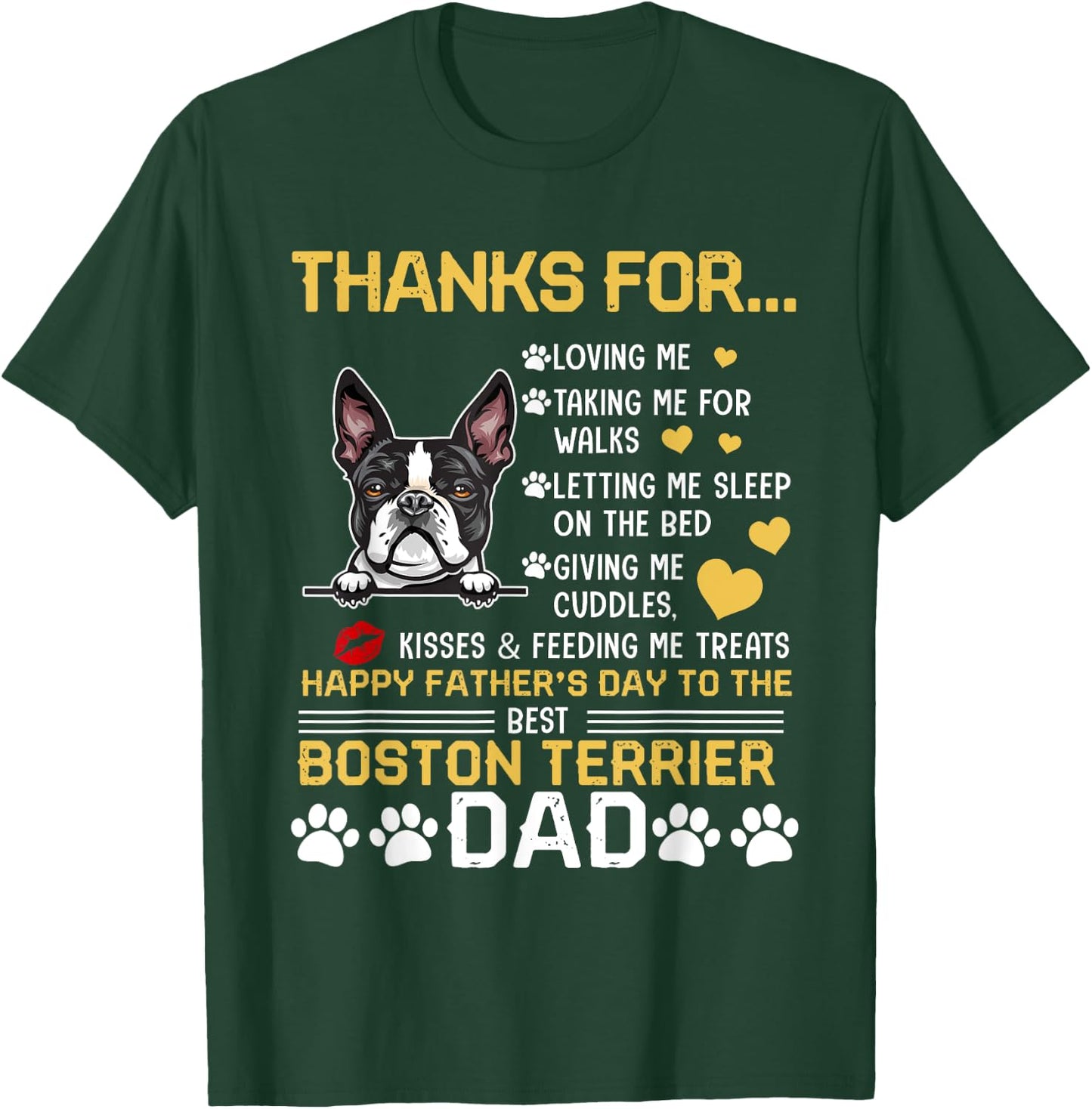 Best Boston Terrier Dog Dad Lover Happy Father's Day T-Shirt - T-Shirt | Forest