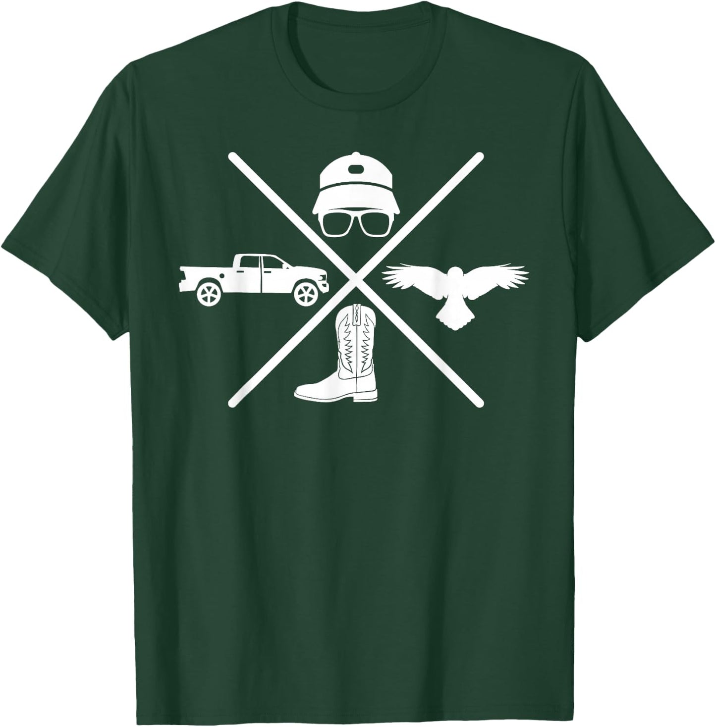 Funny Hat Truck Cowboy Boots For Country Rock Lovers T-Shirt - T-Shirt | Forest